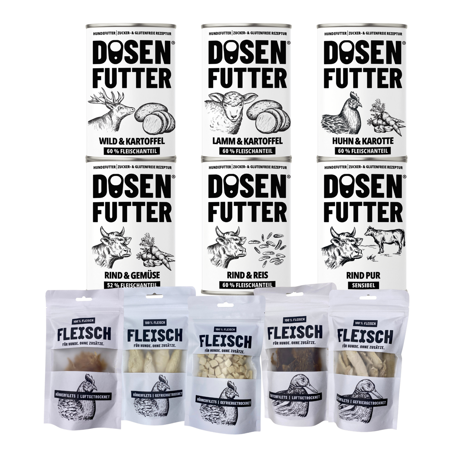 PROBIERBOX S-M Dosenfutter® 400 g + 100 % FLEISCH