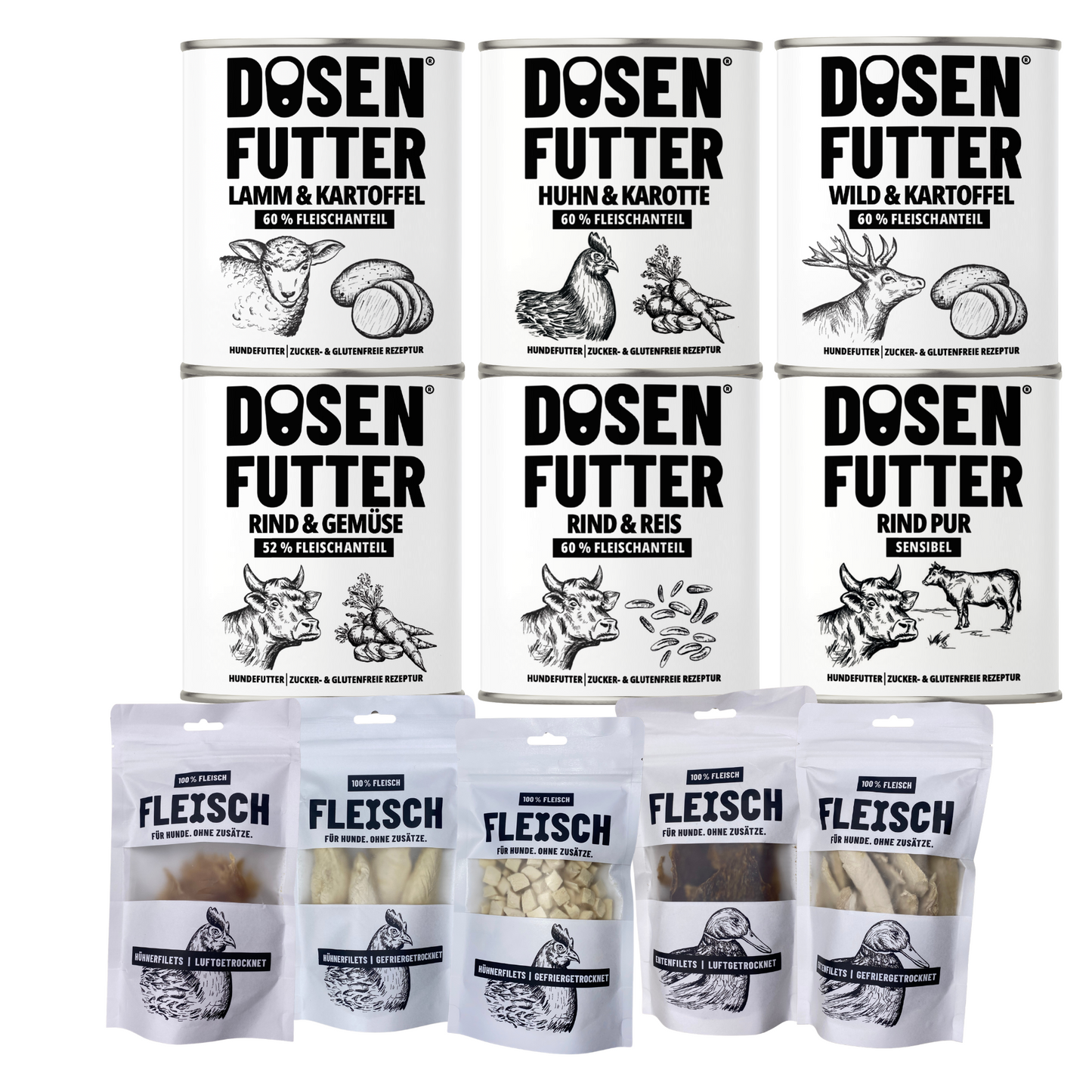 PROBIERBOX L-XL Dosenfutter® 800 g + 100% FLEISCH