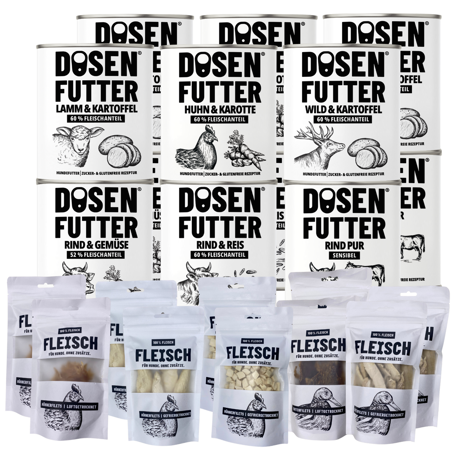 PROBIERBOX L-XL Dosenfutter® 800 g + 100% FLEISCH