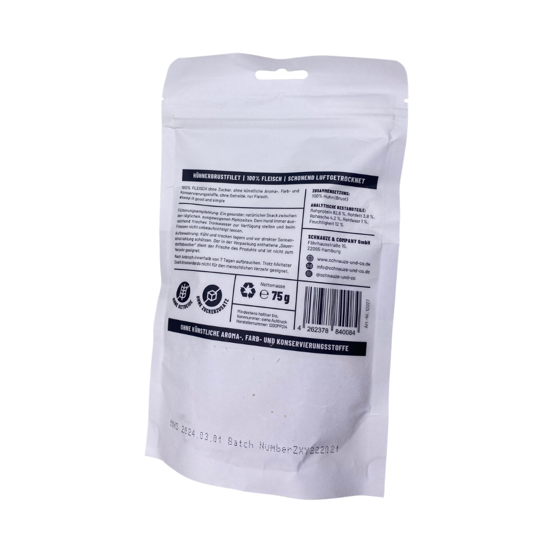 BLACK WEEK 2025 5 x FLEISCH 100% Hühnerbrustfilet schonend Luftgetrocknet 75g