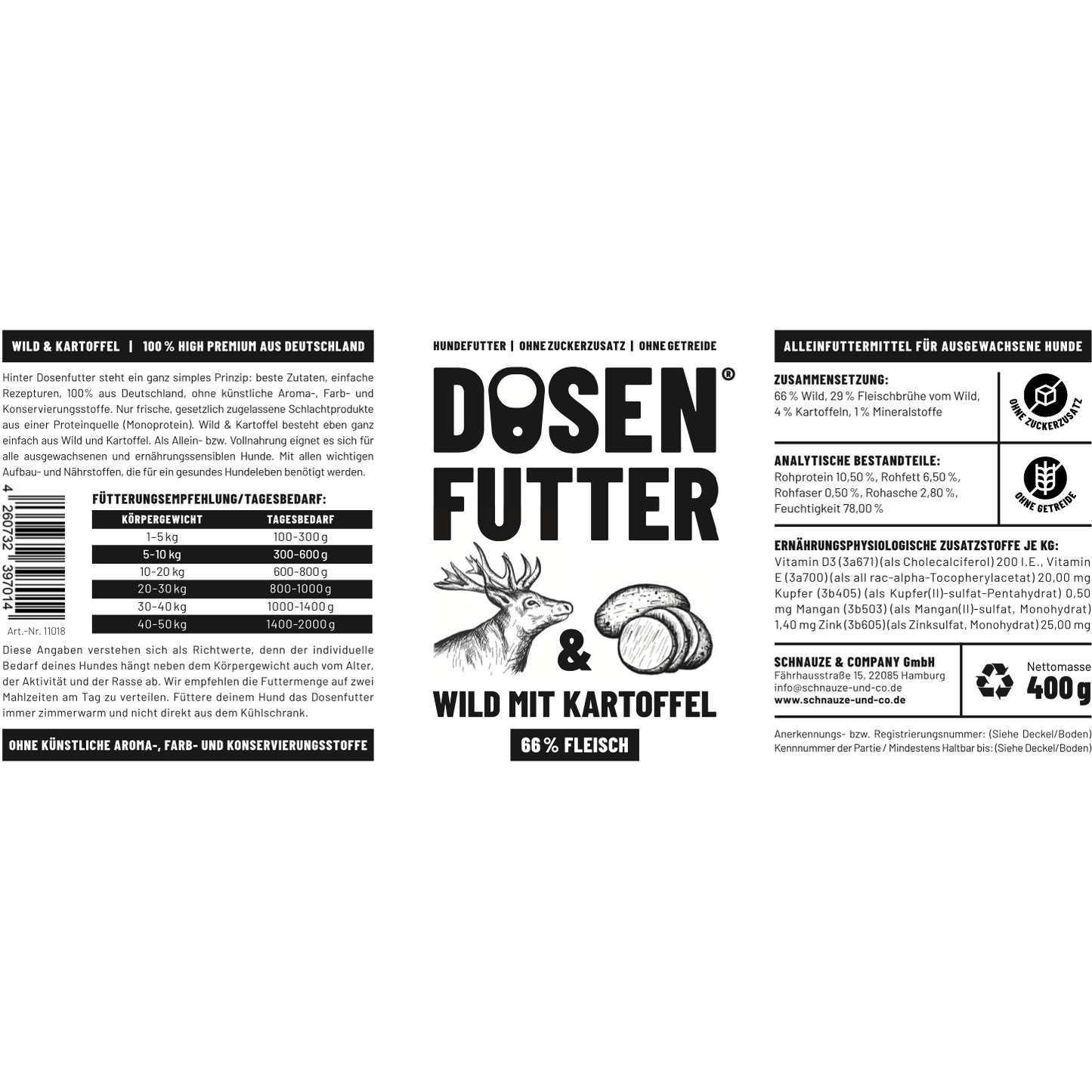 6x Dosenfutter® WILD & KARTOFFEL