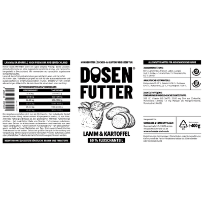 6x Dosenfutter® LAMM & KARTOFFEL