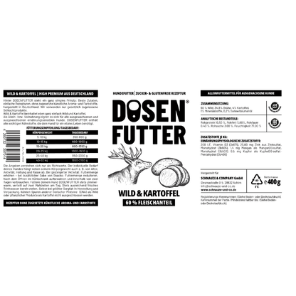 6x Dosenfutter® WILD & KARTOFFEL