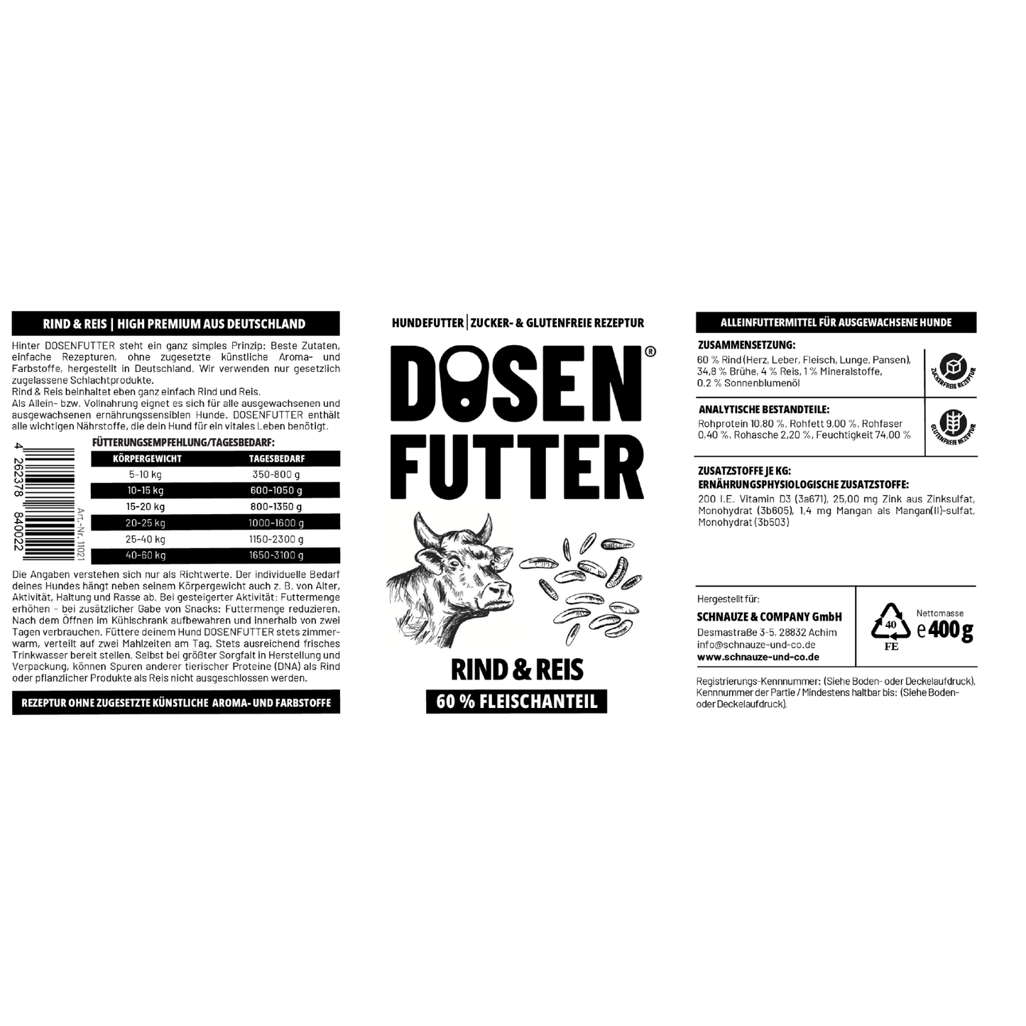 6x Dosenfutter® RIND & REIS