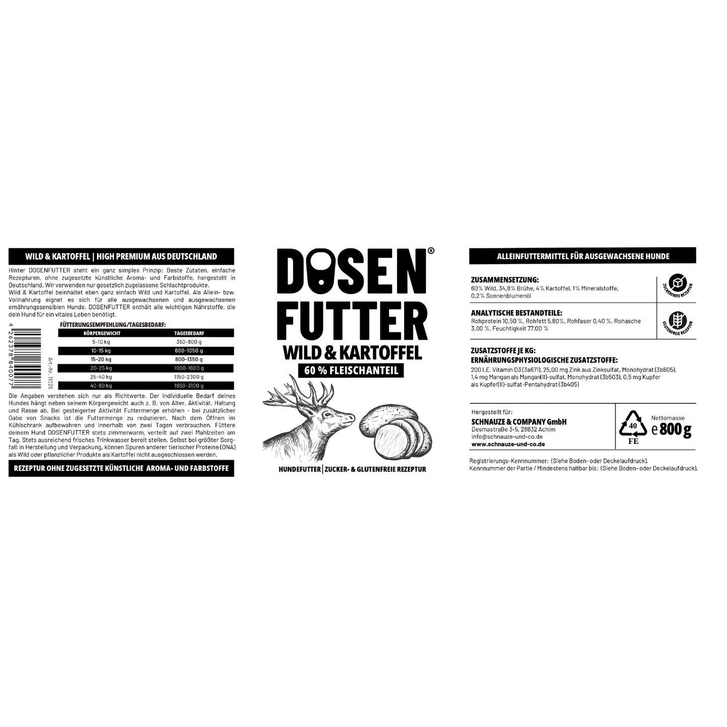 6x Dosenfutter® WILD & KARTOFFEL
