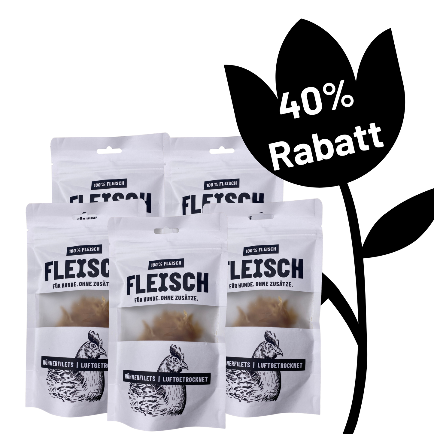 Frühjahrsputz-Sonderverkauf - 5x FLEISCH 100% Hühnerbrustfilet schonend Luftgetrocknet 75g