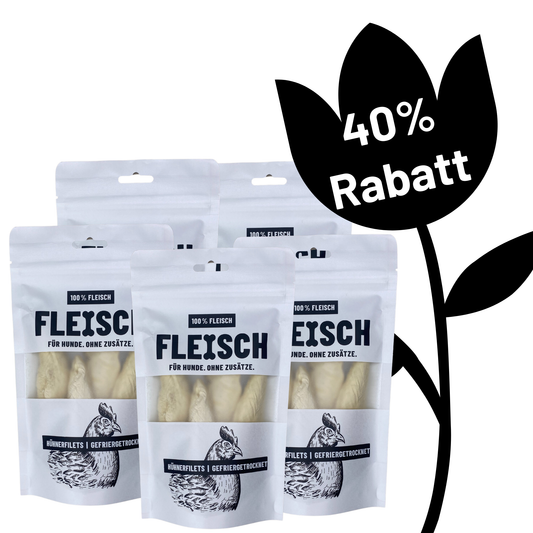Frühjahrsputz-Sonderverkauf - 5x FLEISCH 100% Hühnerbrustfilet gefriergetrocknet 50 g