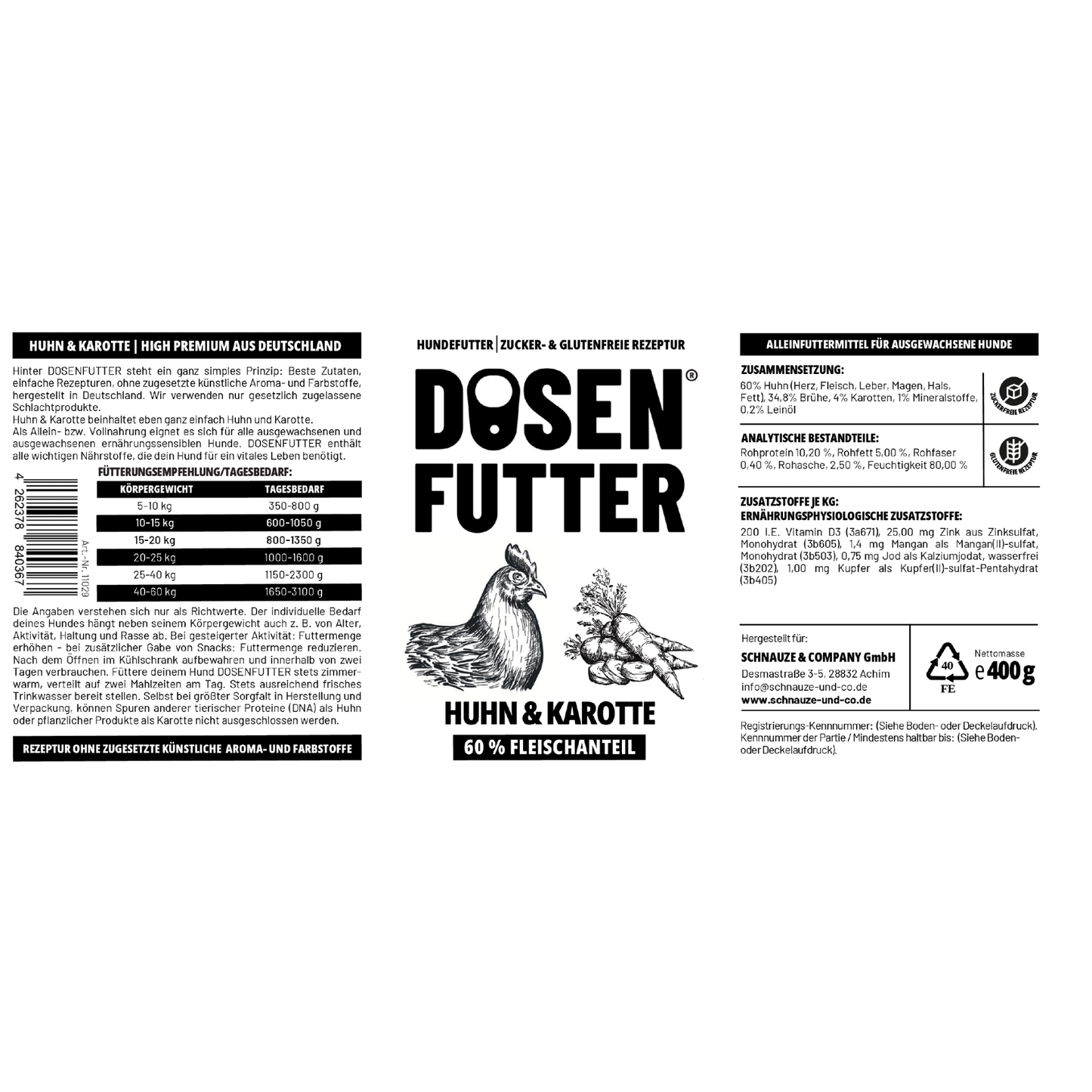 6x Dosenfutter® HUHN MIT KAROTTE