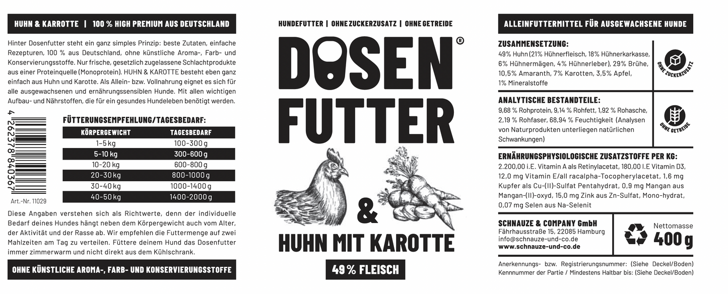 Dosenfutter® HUHN MIT KAROTTE 6x400g