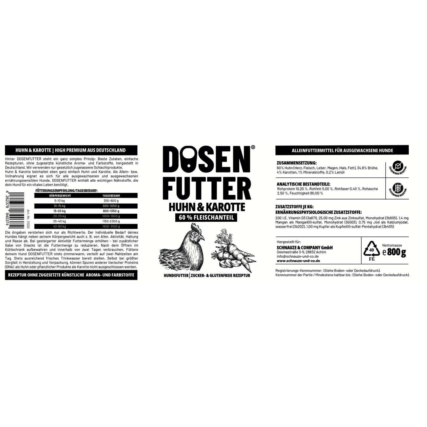 6x Dosenfutter® HUHN MIT KAROTTE