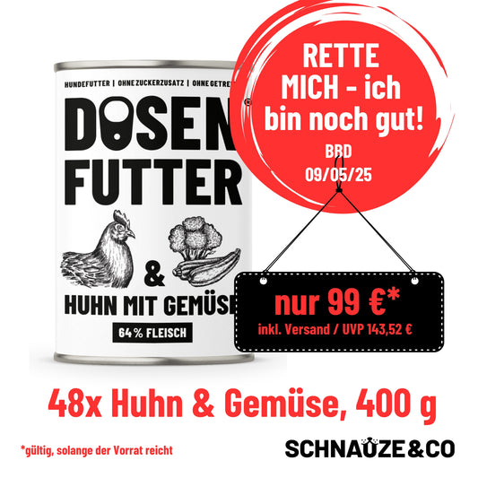 MHD Aktion 48 x Dosenfutter HUHN UND GEMÜSE 400g