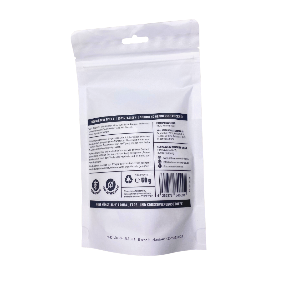 BLACK WEEK 2025 5x FLEISCH 100% Hühnerbrustfilet schonend Gefriergetrocknet 50g