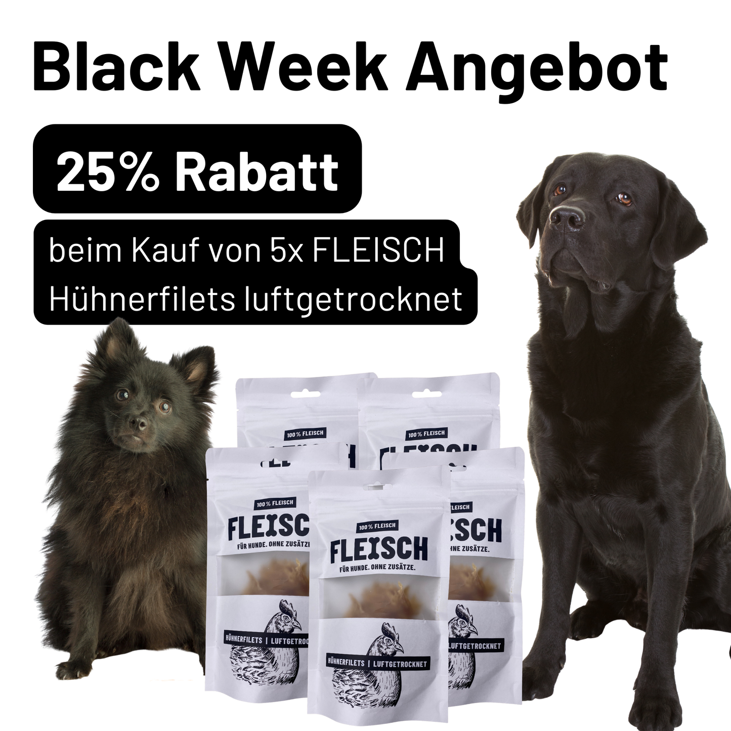 BLACK WEEK 2025 5 x FLEISCH 100% Hühnerbrustfilet schonend Luftgetrocknet 75g