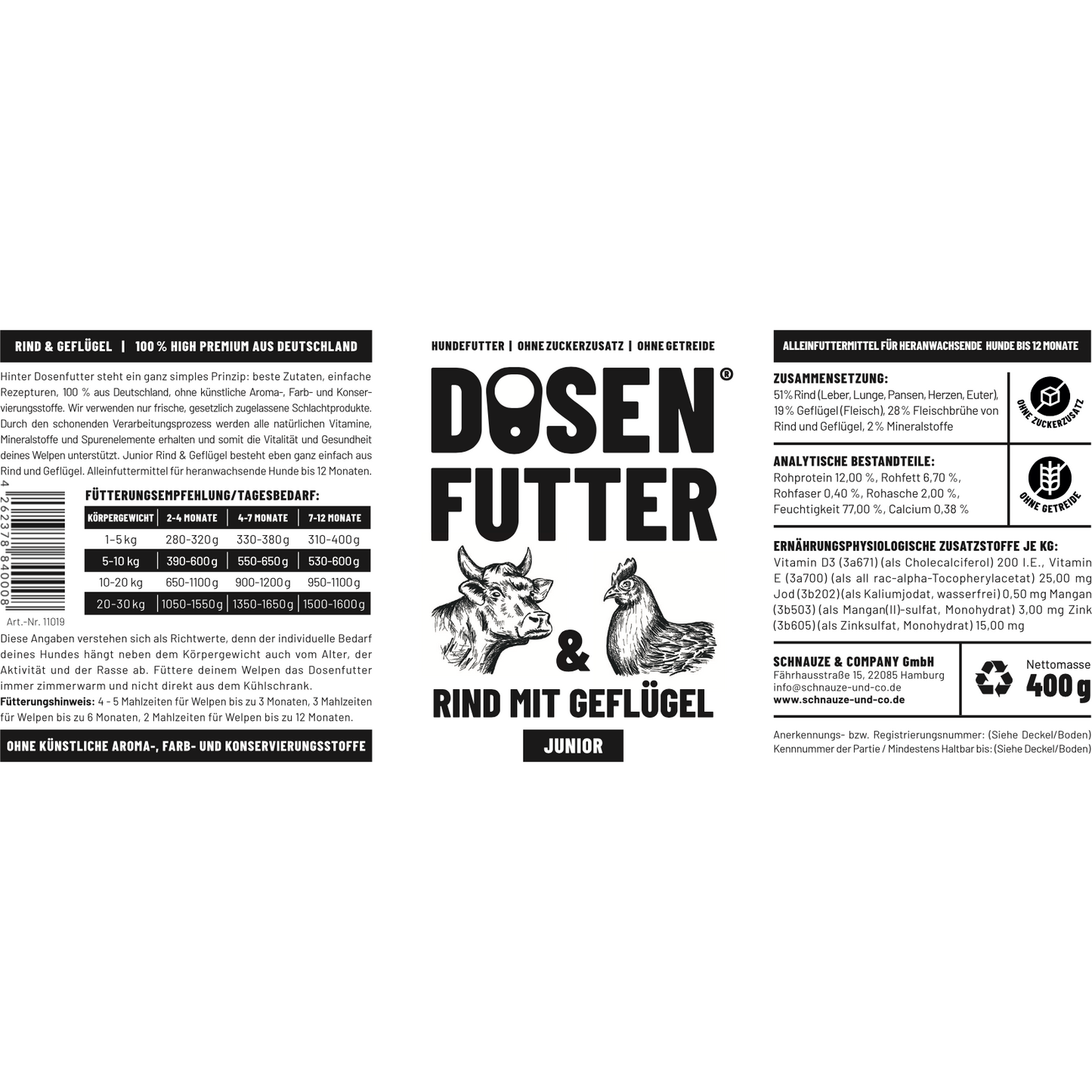 Dosenfutter® JUNIOR RIND & GEFLÜGEL 6x400g