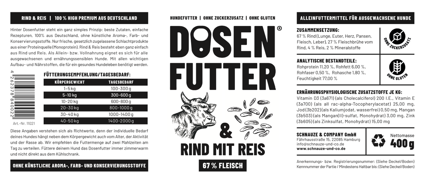 Dosenfutter® RIND & REIS 6x400g