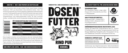 11022 - Dosenfutter® RIND PUR SENSIBLE 6x400g