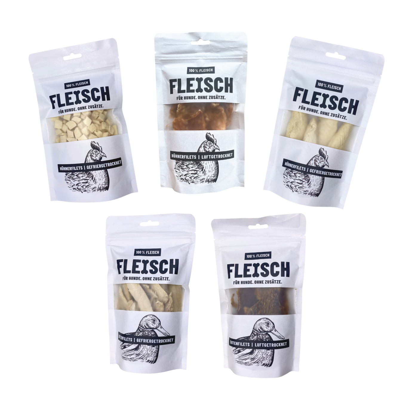 100% FLEISCH - SNACKBOX 5x HUHN & ENTE