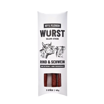 Dosenfutter® Probierbox 12x400g Nassfutter, 10 FLEISCH Snack Packungen &  4x GRATIS WURST